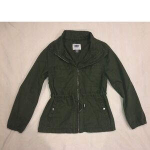 Old Navy Womens Olive Green Utility Field Jacket Drawstring Waist Small (340)